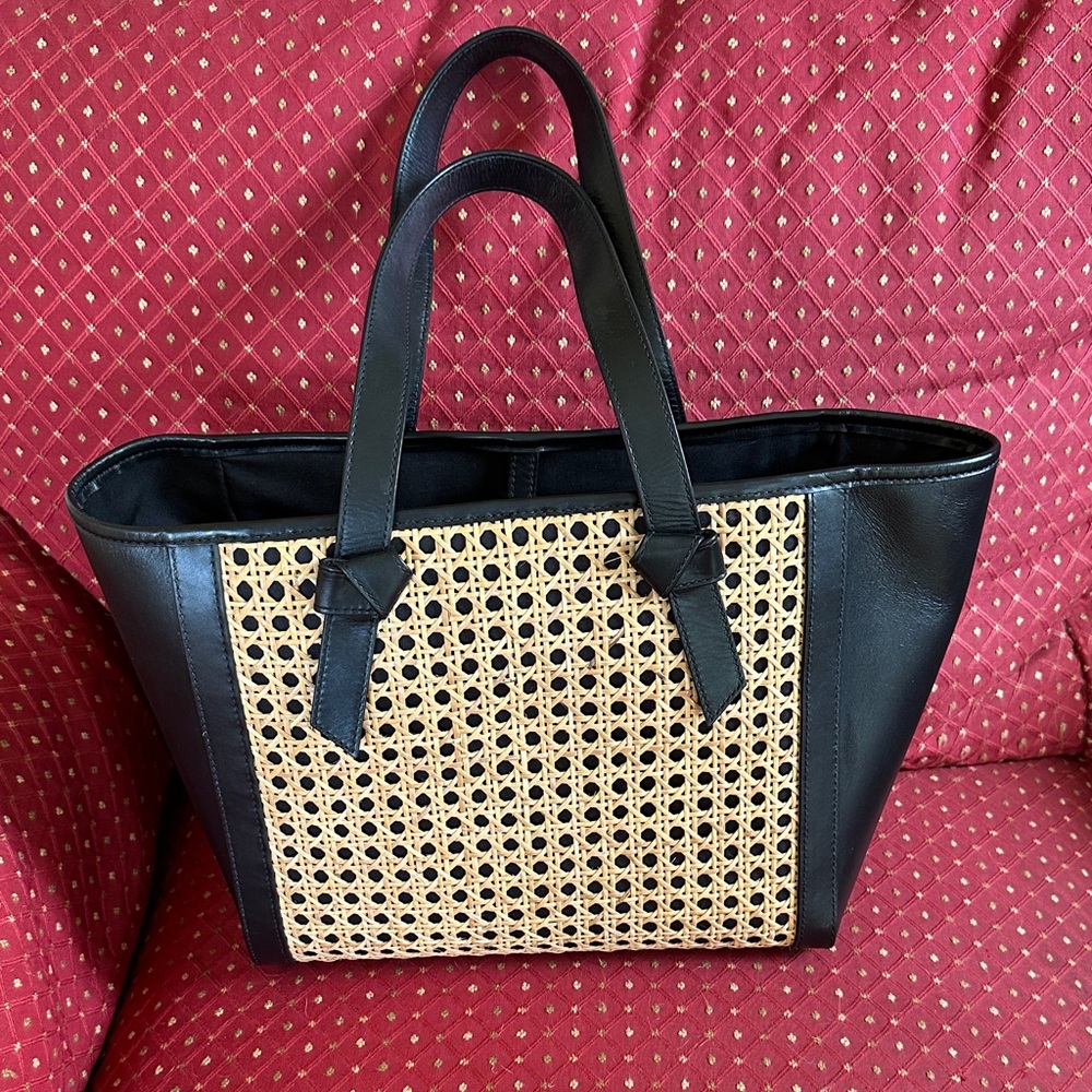 Talbots Elegant Black and Tan Woven Tote